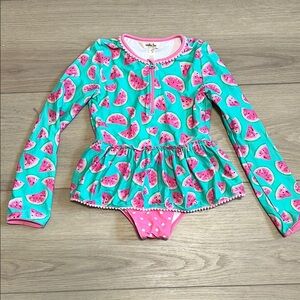 Matilda Jane Girls' Teal and Pink Watermelon One-Piece Swimsuit Size 8 girls